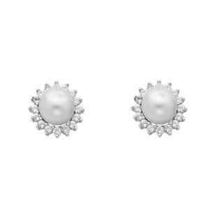 14KW CZ Pearl Earrings (ER433)