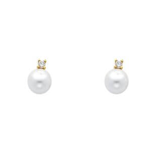 14KY CZ Pearl Earrings (ER437)