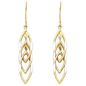 14K 2T MUL Hang Hollow Design Tube Earrings
