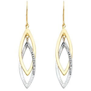 14K 2T Hollow Design Tube Earrings
