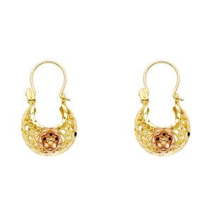 14K 2T Flower Basket Earrings