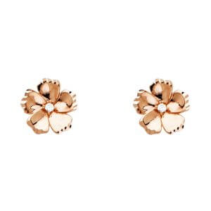 14K Pink GOLD CZ Flower P Earrings
