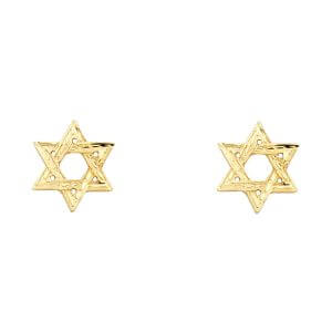 14KY Small Jewish Star Post Earrings