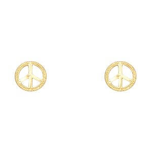 14KY Small Peace Symbol Post Earrings