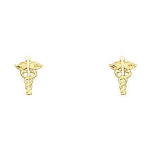 14KY Small Clinic Mark Post Earrings