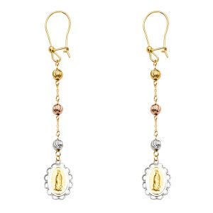 14K 3C Guadalupe Hanging Earrings