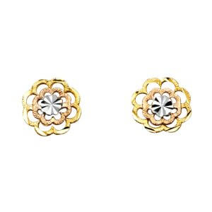14K 3C Flower Post Earrings