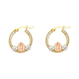 14K 3C Guadalupe CZ Channel Hoop Earrings
