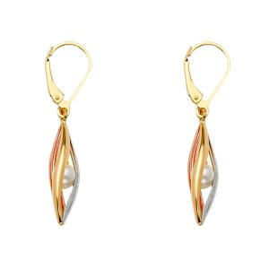 14K 3C Tear Drop type Earrings with Pearl
