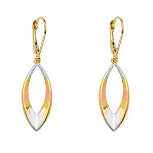 14K 3C Oval Dangling Earrings