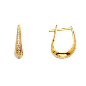 14KY CZ Channel Tear Drop Earrings