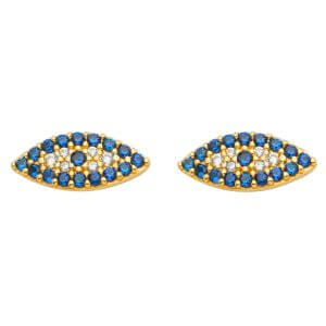 14KY Evil Eye CZ Earrings with Push Back