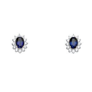 14KW Blue CZ Earrings/Set