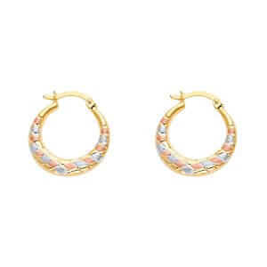 14K 3C Double Face X Design Hollow Earrings