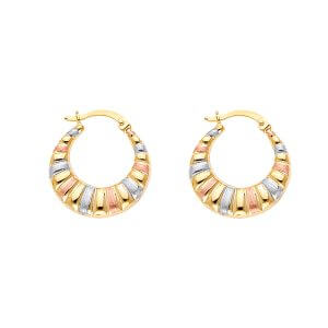 14K 3C Double Face Designed Hollow Earrings