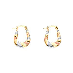 14K 3C Double Face Designed Hollow Earrings