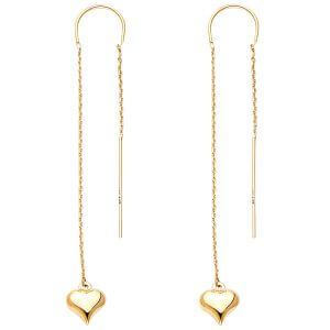14KY Double Lines Heart Earrings