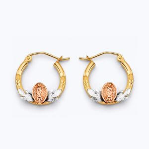 14K 3C Guadalupe Hoop Earrings
