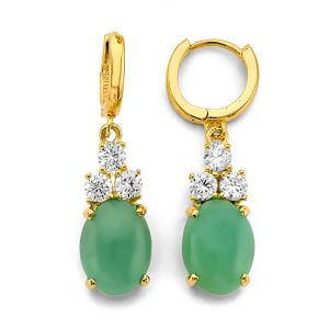 14KY CZ Jade Earrings/Set
