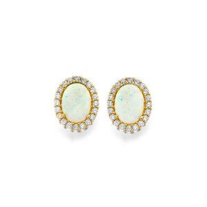 14KY CZ Opal Earrings/Set