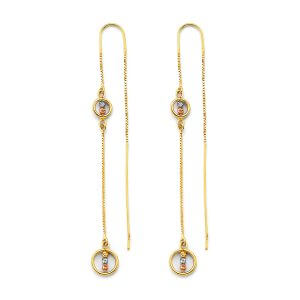 14K 3C Double Line Earrings