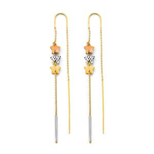 14K 3C Star Double Line Earrings