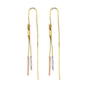 14K 3C Bar Double Line Earrings