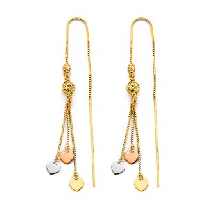 14K 3C Heart Double Line Earrings