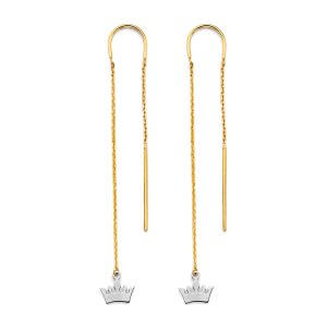 14K 2T Crown Double Line Earrings