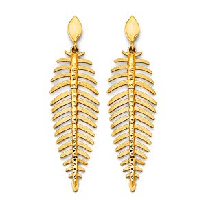 14KY Fancy Leaf Drop Earrings