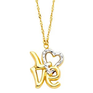 14K 2T Love Necklace