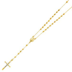 14KY 4mm Disco Ball Rosa Necklace Chain - 26"