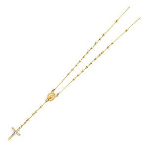 14KY 3mm Disco Ball Rosa Necklace Chain - 26"