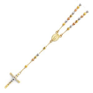 14K 3C 4mm Disco Ball Rosa Necklace Chain - 20"