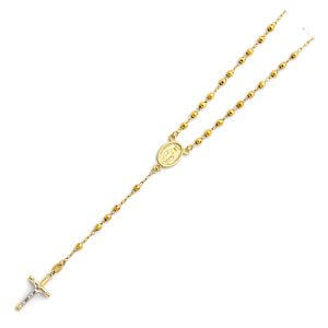 14KY 3mm Disco Ball Rosa Necklace Chain - 18"