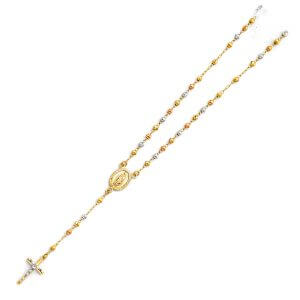 14K 3C 3mm Moon Ball Rosa Necklace Chain - 18"
