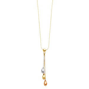 14K 3C Tear Drop Balls Necklace