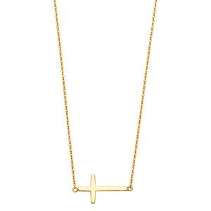 14KY Side Way Cross Necklace