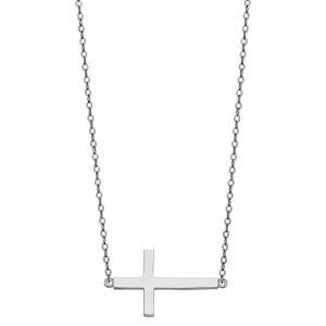 14KW Side Way Cross Necklace
