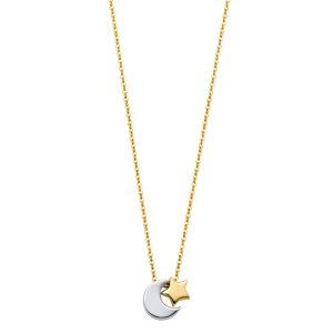 14K 2T Moon + Star Necklace