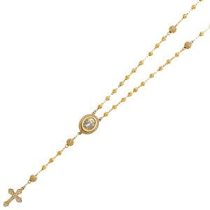 14KY CZ 3mm Moon Ball Rosa Necklace