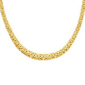 14KY Gradated Oval Hollow Byzantine Necklace