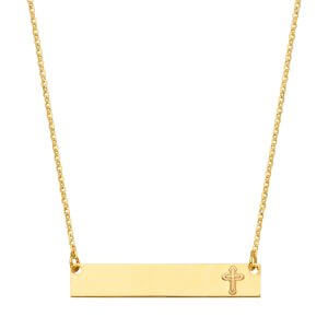 14K ID with Cross Necklace