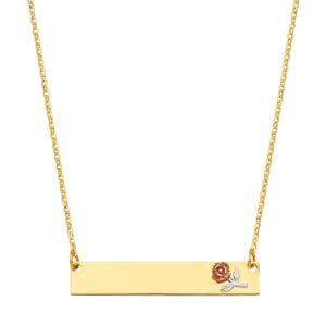 14K ID with Flower Necklace