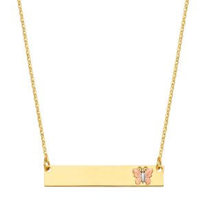 14K ID with Butterfly Necklace