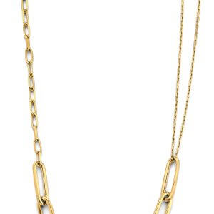14KY Paperclip with Different Link Necklace