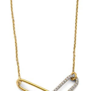 14K 2T CZ Paperclip Necklace