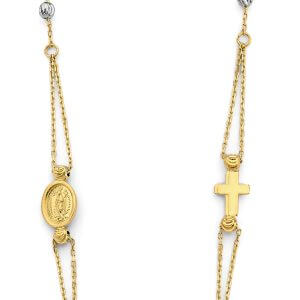 14K 3C 2.5mm M Cut Ball F Rosary Necklace