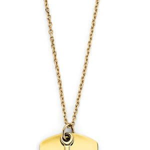 14KY Engravable Dog Tag with Cross Necklace