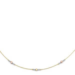 14K 3C String Necklace with Square & Round Ball